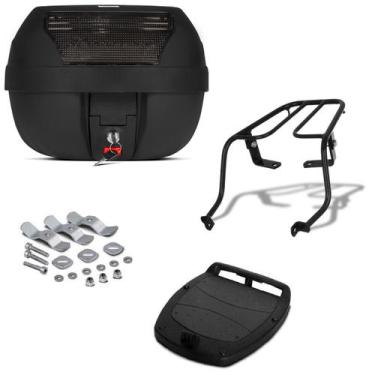 Imagem de Baú Bauleto Preto 28 Litros Com Refletor Pro Tork + Bagageiro Moto, FU