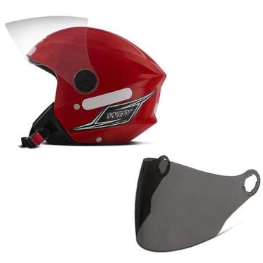 Imagem de Capacete Moto Aberto Mixs Way + Viseira Fumê, VERMELHO, 60
