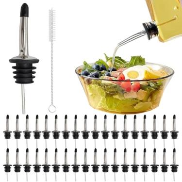 Imagem de Pacote com 36 bicos de aço inoxidável para bebidas com tampas de borracha, despejadores de garrafa para vinho, óleo, vinagre e álcool – Ferramentas e acessórios para bar de barman