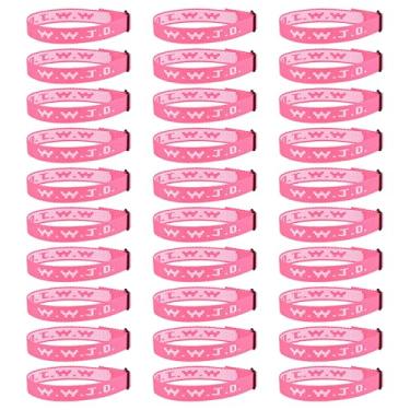 Imagem de Pmormyy Pacote de 30 pulseiras WWJD para mulheres e homens, presente de pulseiras de Jesus Cristão, W.W.J.D Pulseiras ajustáveis What Would Jesus Do, Fibra de poliéster, Sem Pedra Preciosa