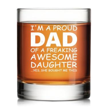 Imagem de Pishovi A Freaking Awesome Daughter Whisky Glass, aniversário, Natal, Dia dos Pais, presentes de ação de graças para o pai da filha, ideia única de presente de uísque para homens avô tio