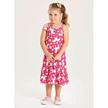 Imagem de Vestido Alcinha com Lacinho Verão Menina Pink Unicórnios - Molekada, 2