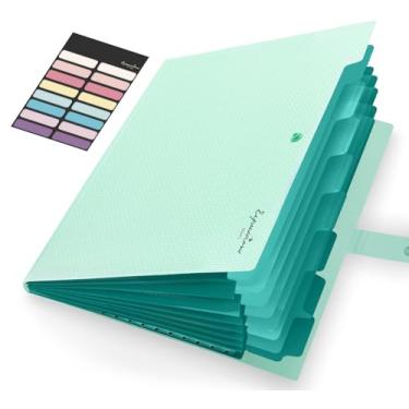 Imagem de Sooez Organizador de arquivos sanfonado, pasta de arquivo expansível de 8 bolsos com etiquetas, pastas tamanho carta para documentos, organizador de recibos de notas de papel portátil para material de