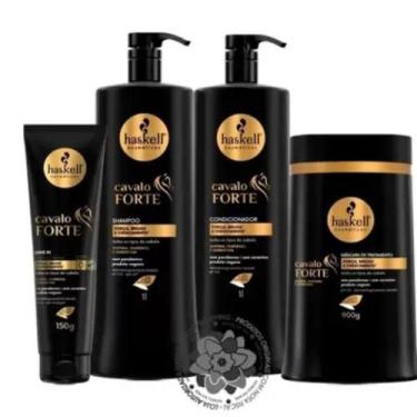 Imagem de KIT Haskell Cosméticos Cavalo Forte 3 Produtos 1L E Leave In 150g