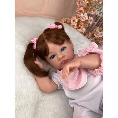 Imagem de Bebê Reborn Menina Linda Ruiva Corpo de Pano Macio Enxoval