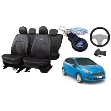 Imagem de Kit de Capas de Couro Impermeável Fiesta 2013-2019 + Volante e Chaveir