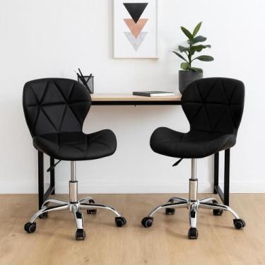 Imagem de Kit 02 Cadeiras De Escritório Slim Ergonômica Giratória Couro Diversas