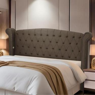 Imagem de Cabeceira de Cama Box Madeira Estofada Luxo Casal Grécia - D'Julia, Ma