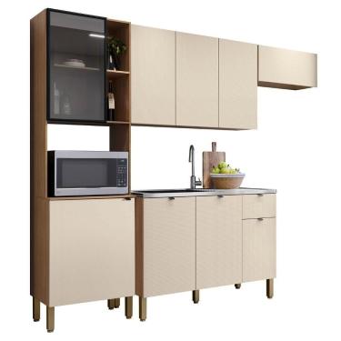 Imagem de Cozinha Compacta Balcão Com Pia 120cm Laura Plus Soft-freijó Z06 - Mpozenato