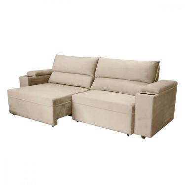 Imagem de Sofá Acapulco Veludo Bege Retrátil Reclinável 2.00m Somopar