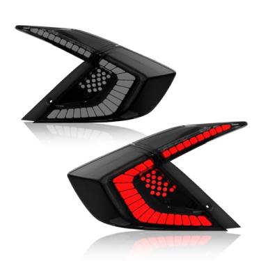 Imagem de Luzes traseiras de LED para Honda Civic Sedan 10ª geração 2016-2021, conjunto de lâmpadas traseiras traseiras com animação inicial, um par sequencial de seta de LED, fumê (não serve para Hatchback e