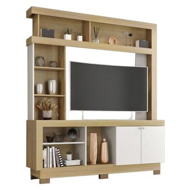 Imagem de Estante Home Theater Mali Nature Off White – Móveis Leão