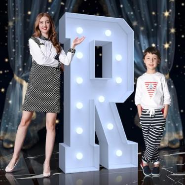 Imagem de Tenda para letreiro de 1,8 m - letras grandes iluminadas com LED branco frio, letreiro de placa de espuma fácil de montar com suporte traseiro para aniversário, casamento, decoração de festa