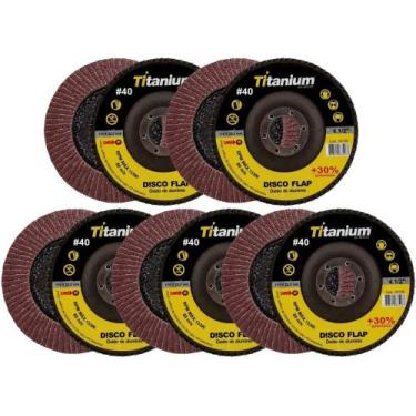 Imagem de Kit 10 Disco Flap Lixadeira Óxido De Alumínio 4.1/2 Pol. Grão 40 - Tit
