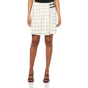 Imagem de HUGO Saia plissada xadrez feminina, Xadrez branco/preto, 34