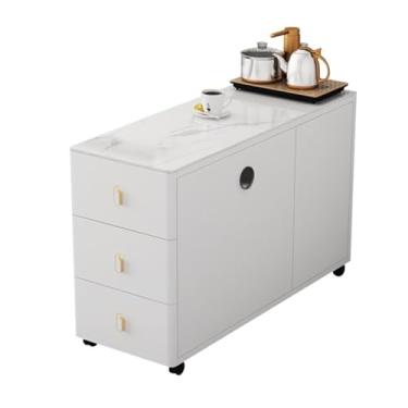 Imagem de Mesa lateral de sofá, aparador leve, mesa lateral luxuosa, sala de estar, mesa de canto para casa, mesa de chá, mini mesa pequena móvel armário lateral criativo (branco, 80 x 30 x 60 m)