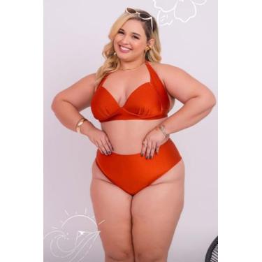 Imagem de Biquíni plus size meia taça com bojo cintura alta hot pants - Tropican