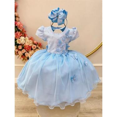 Imagem de Vestido Infantil Azul Claro Jardim Encantado Daminha Festas - Fabuloso