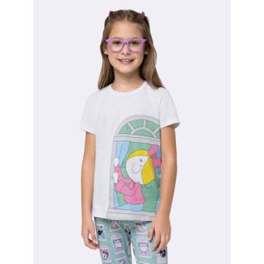 Imagem de Pijama Manga Curta com Calça Infantil Bia Janela - Veggi, Branco, 2, M