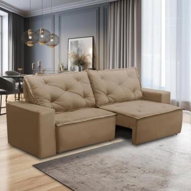 Imagem de Sofá Retrátil e Reclinável 2 lugares com Molas 1,50m Aline Suede Cappu
