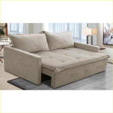 Imagem de Sofá Sem Caixa Retrátil e Reclinável 1,85m com Molas Maira Boucle Bege