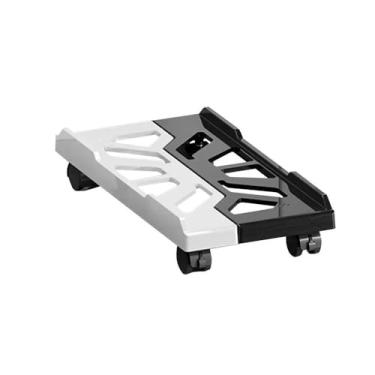 Imagem de YAYAOVP-24927 Suporte para CPU preto e branco, suporte ajustável para CPU com 4 rodas giratórias embaixo da mesa suporte ventilado para CPU host suporte de torre de computador (preto e branco)