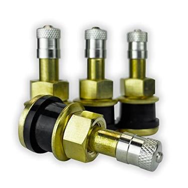 Imagem de Haltec Quatro pneus TR501 reto para caminhão e ônibus de 3,8 cm braçadeira de latão em hastes de válvula para rodas com orifícios de válvula de 0,625 (5/8 pol.) Hastes de válvula TV-501A.