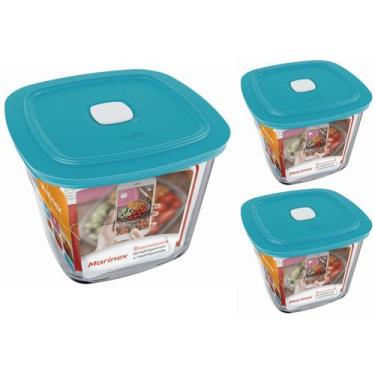 Imagem de Pote De Vidro Marinex Quadrado Alto Facilita C/ Tampa 1L 2Un - NADIR F