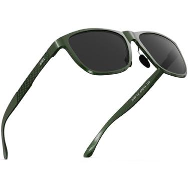 Imagem de ATTCL Óculos de sol masculino retrô com armação de metal polarizado para dirigir, 8587-c7-military-green-grey/ Not Mirrored, Medium