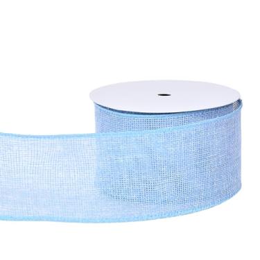 Imagem de YAMA Fita azul claro com fio 6 cm x 10 metros, fitas com fio de serapilheira para embrulhar presentes, buquê de flores, árvore de Natal, fazer laços de guirlanda