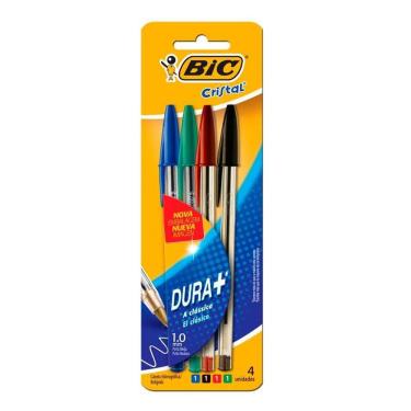 Imagem de Caneta esferográfica Cristal az/verm/pr/ver 4und 878710 Bic