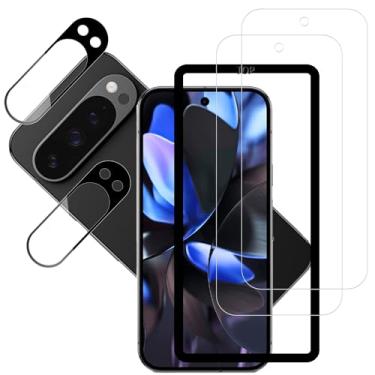 Imagem de HKKAIS Protetor de tela para Google Pixel 9 Pro XL filme de vidro temperado pacote com 2 protetores de lente de câmera pacote com 2 ferramentas de alinhamento fácil