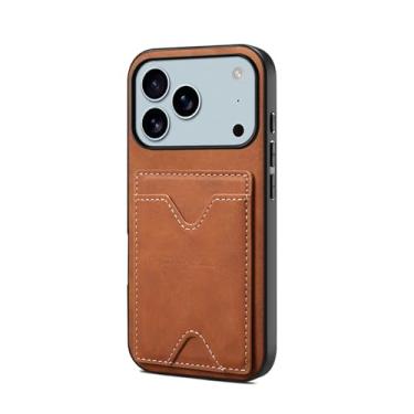 Imagem de LTLMYDAM Capa fina e elegante para iPhone 17 Pro Max/17 Pro/Air/17, capa de telefone de couro com compartimentos para cartões, suporte oculto, à prova de choque, flexível TPU, laranja, 17 Pro