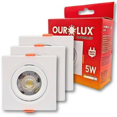 Imagem de Kit 3 Spot Led Quadrado 5W 6400K Branco Frio Direcionável