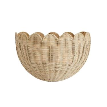 Imagem de Cesta de parede pendurada em vime de vime recortado, prateleiras penduradas à mão, cesta de vime, organizador de armazenamento de parede de vime, boêmio, decoração de casa para banheiro, sala de estar