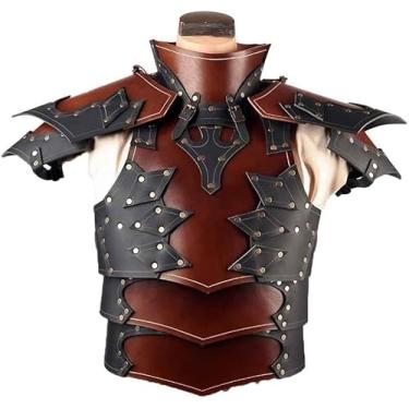 Imagem de Armadura De Peito Medieval Transparente Fjh Para Homens - Peitoral De Cavaleiro De Couro Pu Steampunk - Colete De Armadura De Batalha Retrô Cosplay, Clear, 40CM