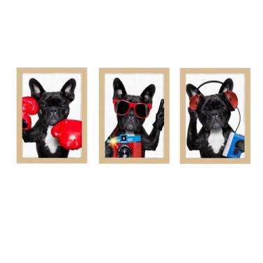 Imagem de Kit 3 Quadros Decorativos Com Moldura em Madeira A3 Sala Quarto Escrit