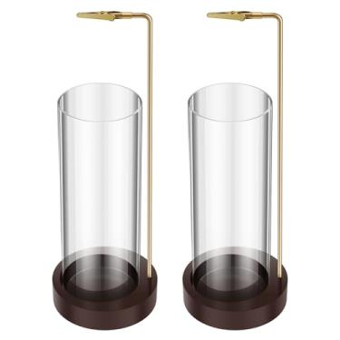 Imagem de 2 peças de suporte de incenso de madeira para palitos, suporte de bastão de aroma com apanhador de cinzas de vidro removível, suporte de queimador de incenso para meditação, ioga, relaxamento