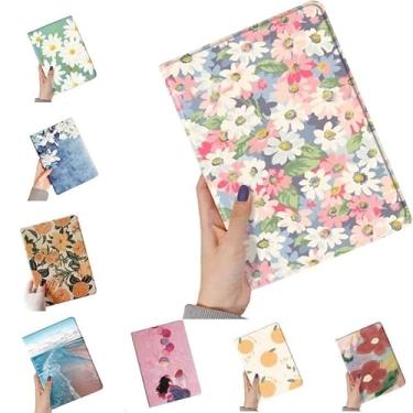 Imagem de Capa floral para iPad Pro 27.9 cm (M4) 2024 capa com estampa floral fofa de couro fino capa inteligente com suporte para lápis hibernar/despertar automaticamente, cor D