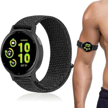 Imagem de Oanux Pulseira esportiva de 20 mm compatível com Garmin Vivoactive 6/Vivoactive 5/3/3 Music, pulseira de nylon macio e respirável para relógio bíceps Venu Sq 2/Venu 2 Plus e Forerunner 55/165/245/645