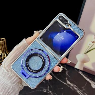 Imagem de Capa protetora antichoque com anel magnético galvanizado para Galaxy Z Flip6 (para Galaxy Z Flip6/azul)