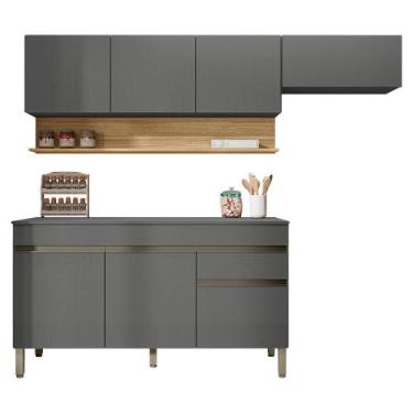 Imagem de Cozinha Modulada 3 Pecas Com Balcao Tampo Line KTP - Kits Paraná, Gris