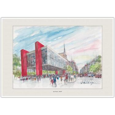 Imagem de MASP - São Paulo  Arte Aquarela para Quadro Decorativo  Decoração Eleg