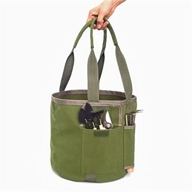 Imagem de Jaugufiy Bolsa de ferramentas de jardim multifuncional com bolsos balde organizador de ferramentas de lona balde organizador de jardinagem tote colheita de jardim saco balde saco de coleta de legumes