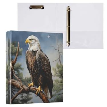 Imagem de Fichário de 3 anéis, águia na árvore, fichário redondo de 3,8 cm, fichário com 200 folhas para mulheres, homens, escritório, crianças, material escolar, 1 pacote