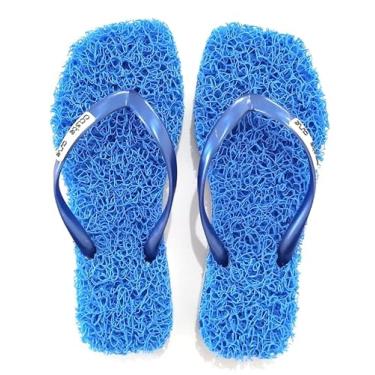 Imagem de Chinelo Casual Square ideal para Fascite Plantar, esporão de calcâneo, sensação de estar pisando em um tapete macio. (Azul, BR, Adulto, Faixa Numérico, 39, 40)