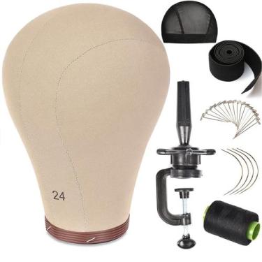 Imagem de Cabeça de manequim ZGCYSMHT 24" com suporte para fabricação de perucas
