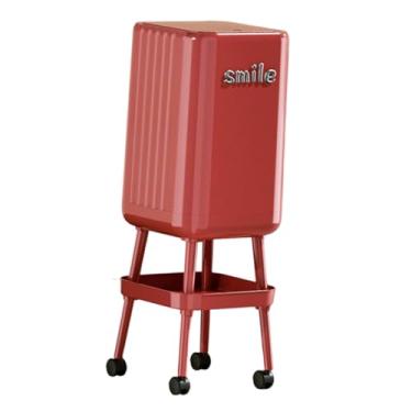 Imagem de Fenteer Lixeira com rodas, lata de lixo, tampa tipo prensa, balde de lixo, lata de lixo resistente, lixeira para cozinha, casa, sala de estar, com Prateleira de Armazenamento