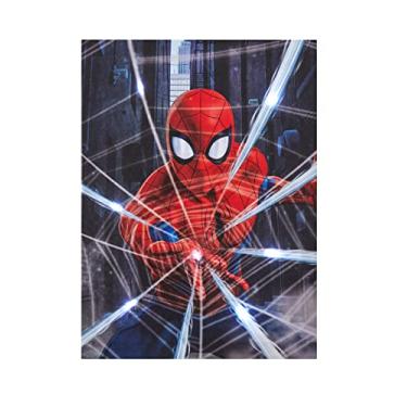 Imagem de Idea Nuova Arte de parede em tela de LED do Homem-Aranha Marvel, 29 cm x 40 cm, decoração de parede iluminada para crianças, decoração de quarto operada por bateria para quarto, sala de jogos ou