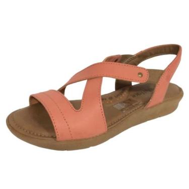 Imagem de Sandalia Feminina Flatform Slip On Couro New Face 39511, Tijolo, 37